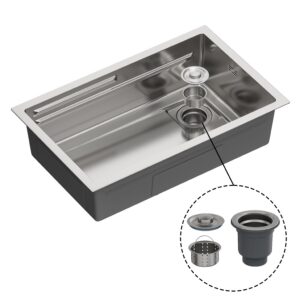 Fregadero de cocina , con sifon ,para encimera de acero inox color gris , 700x440x188mm