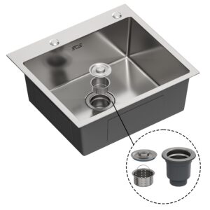 Fregadero de cocina , con sifon ,para encimera de acero inox color gris , 540x490x195mm