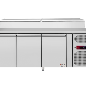 Mesa refrigerada 3 puertas con vitrina ingredientes 2000 x 800 x 1080 mm