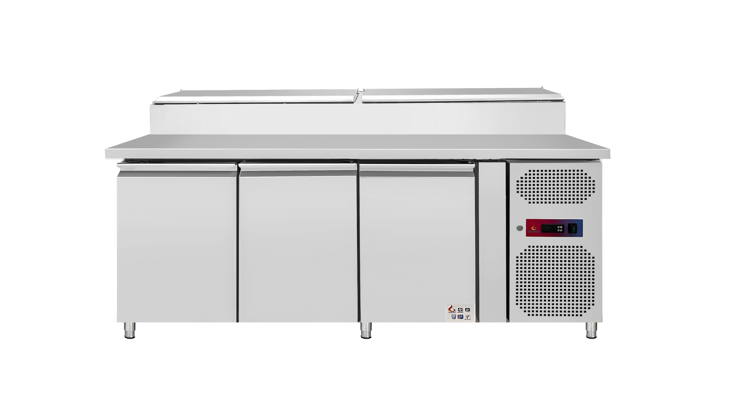 Mesa refrigerada 3 puertas con vitrina ingredientes 2000 x 800 x 1080 mm