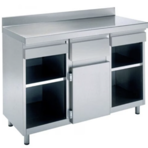 Mueble cafetero de acero inoxidable con cajon y tolba 2000 x 600 x 1040 mm