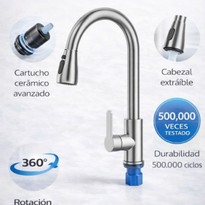 Grifo cisne con 2 modos de ducha 2 aguas