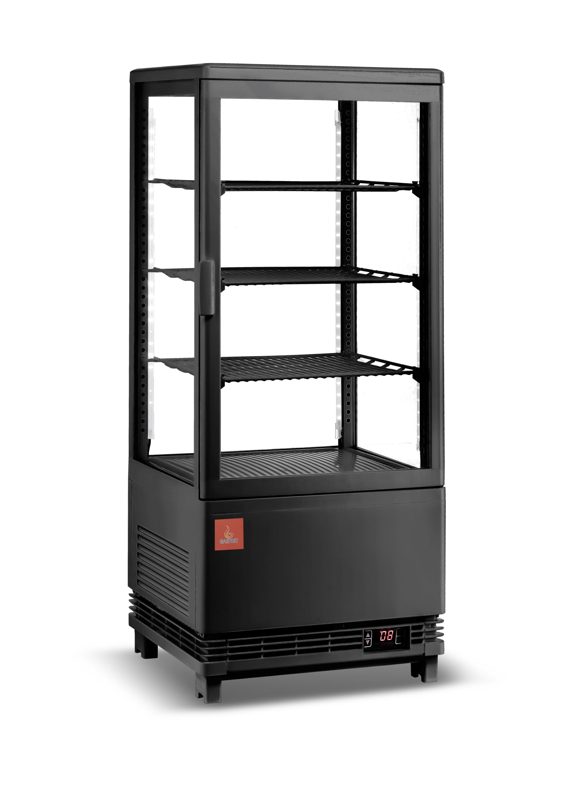 Armario 4 caras de cristal refrigerado negra 78 L
