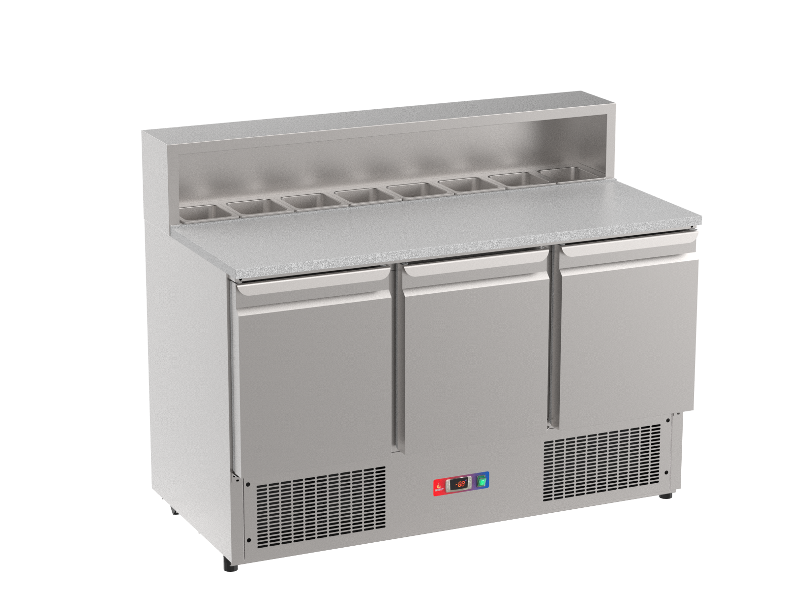 Mesa refrigerada preparación ensalada con mármol