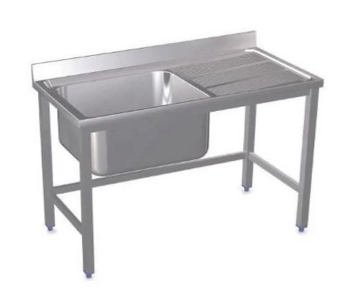 Fregadero 1 seno 1 escurridor soldado 1400 x 600 x 850 + 100 mm