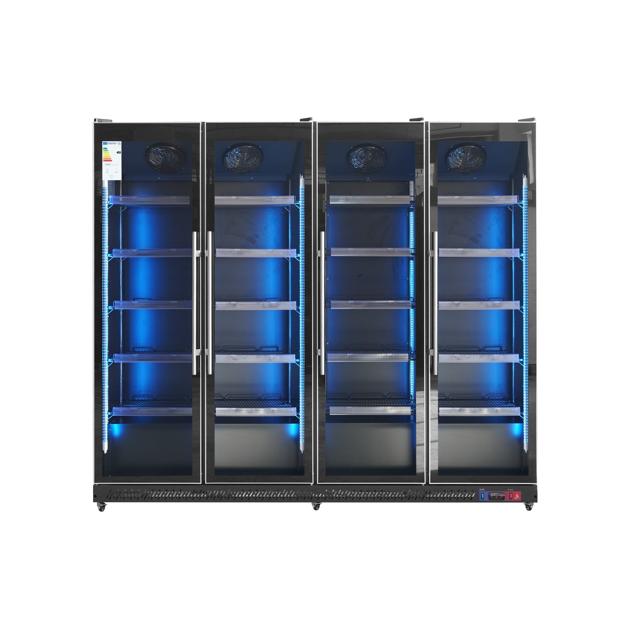 Armario expositor refrigerado 4 puertas de cristal negro