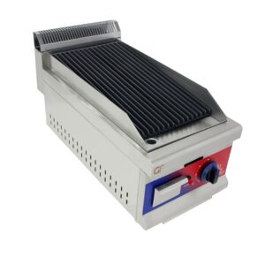 Barbacoa a gas de sobre mesa con piedra volcánica