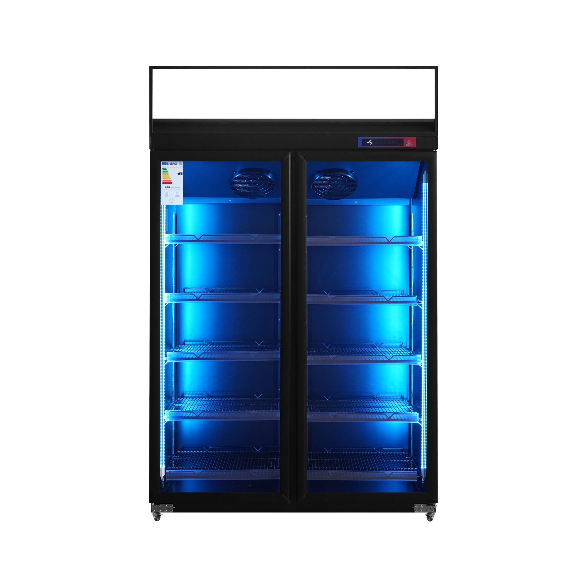 Armario expositor refrigerado 2 puertas de cristal negro