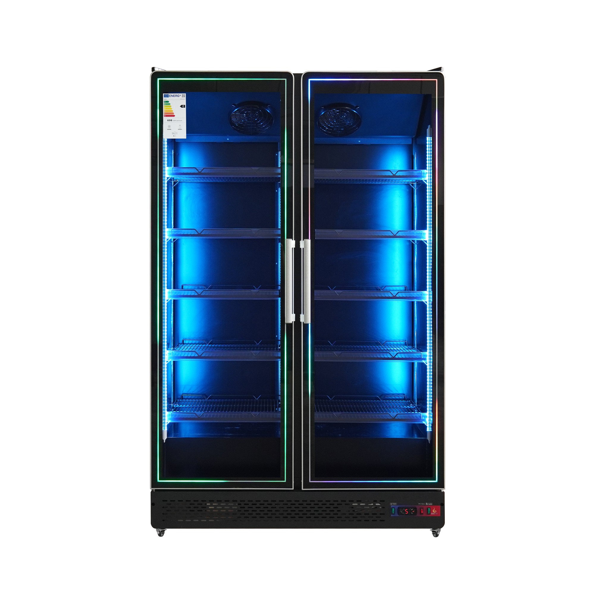 Armario expositor refrigerado 2 puertas de cristal negro