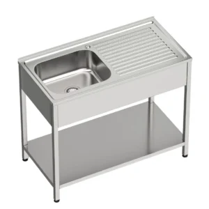 Fregadero de acero inoxidable 1 seno y 1 escurridor 800 x 500 x 850 mm