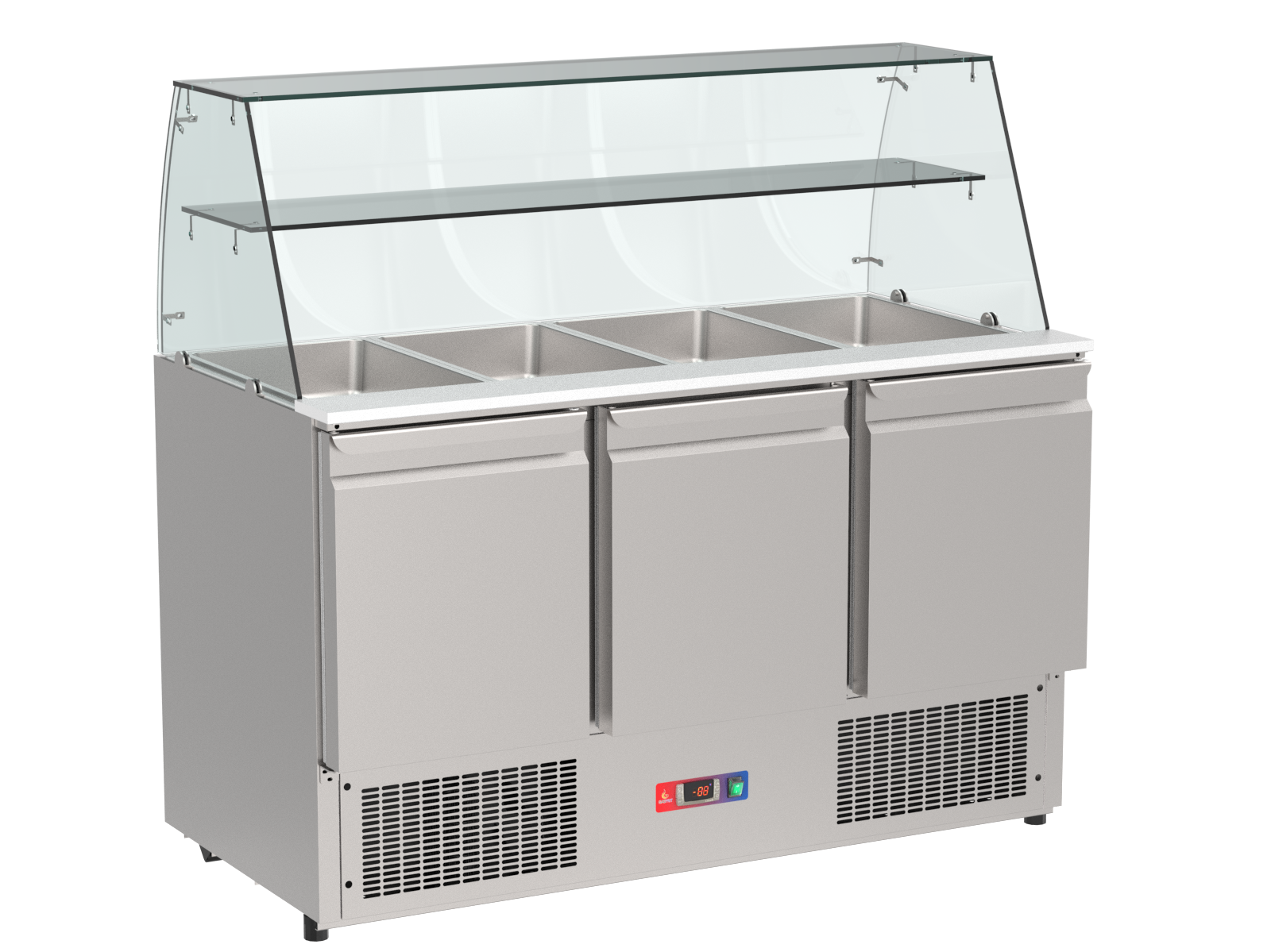 Mesa refrigerada preparación 3 puertas 1365 x 700 x 1295 mm