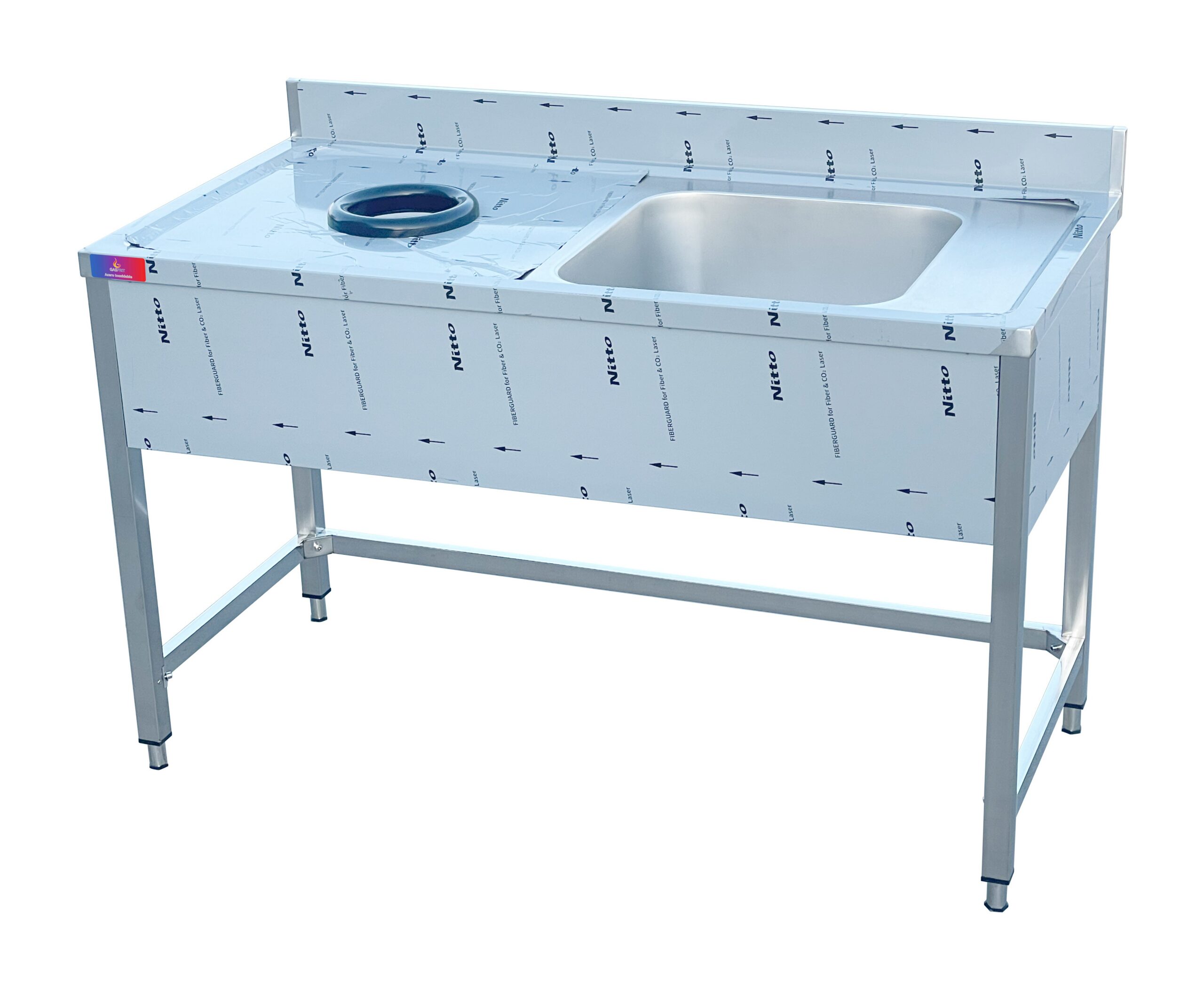 Fregadero 1 seno 1 hueco basura 1400 x 750 x 850 + 100 mm