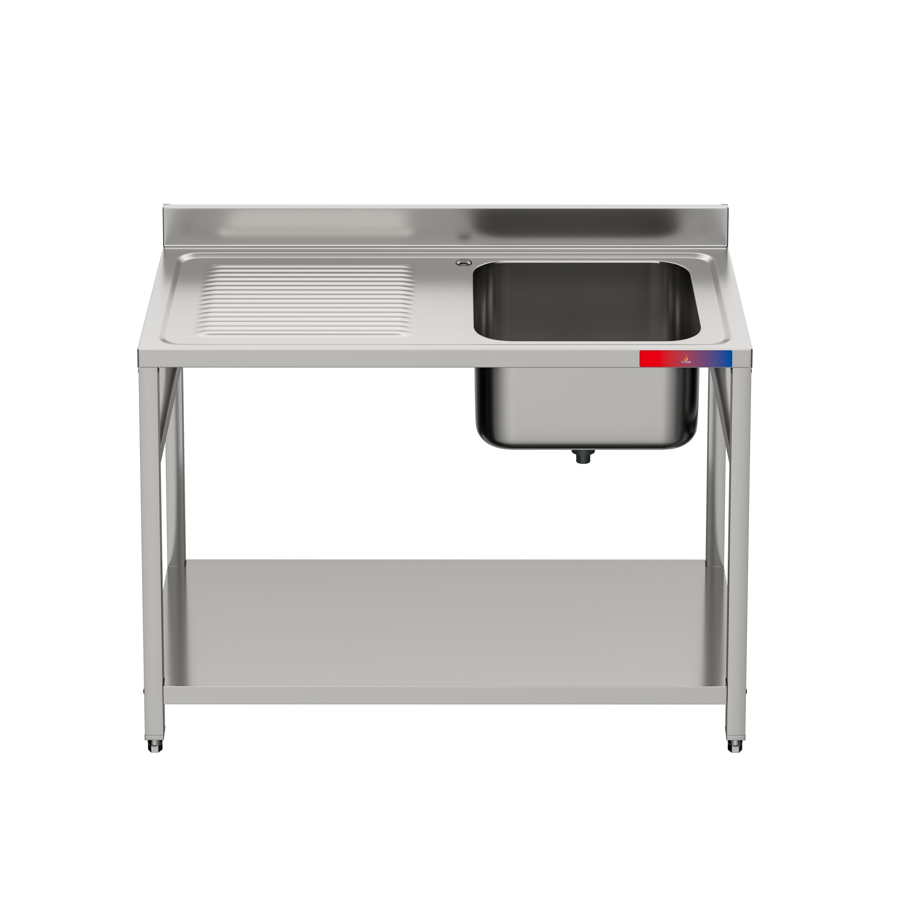 Fregadero 1 seno y escurridor 1200 x 600 x 850 + 100 mm