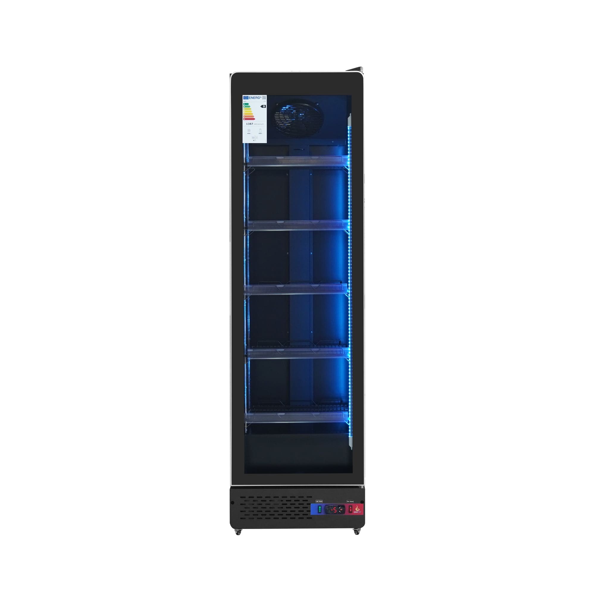 Armario expositor refrigerado para bebidas 1 puerta de cristal negro