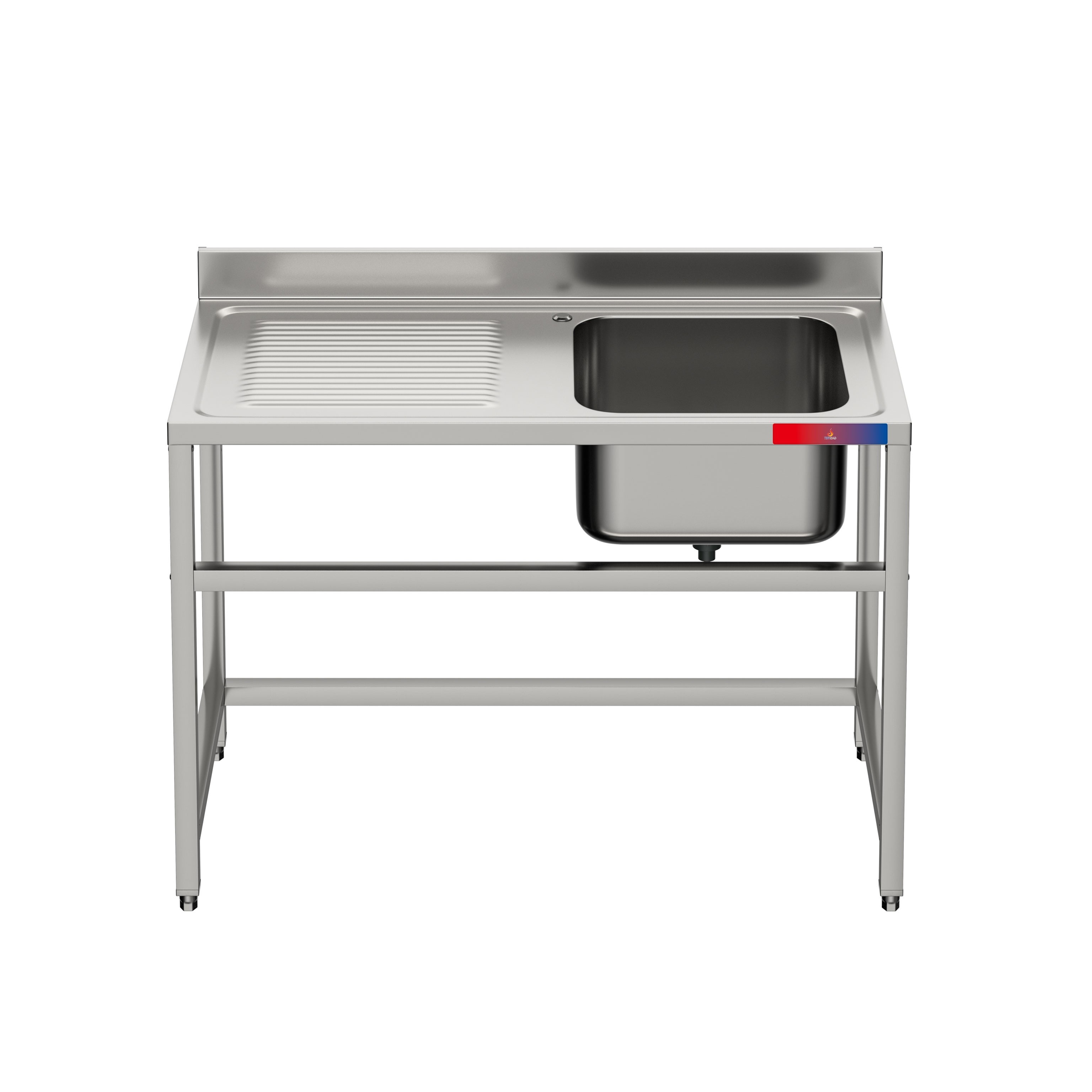 Fregadero 1 seno y escurridor 1200 x 600 x 850 + 100 mm