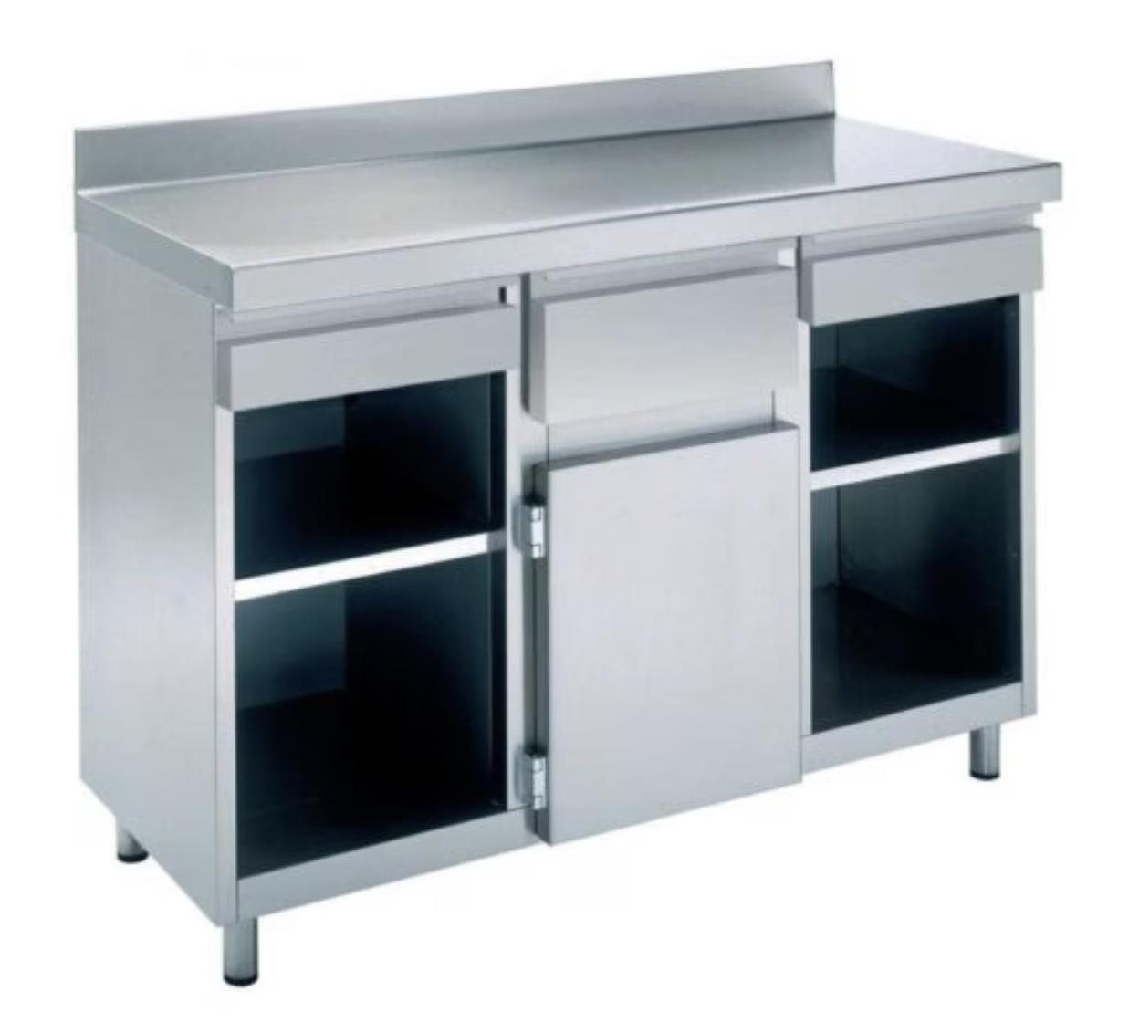 Mueble cafetero de acero inoxidable con cajon y tolba 1500 x 600 x 1040 mm
