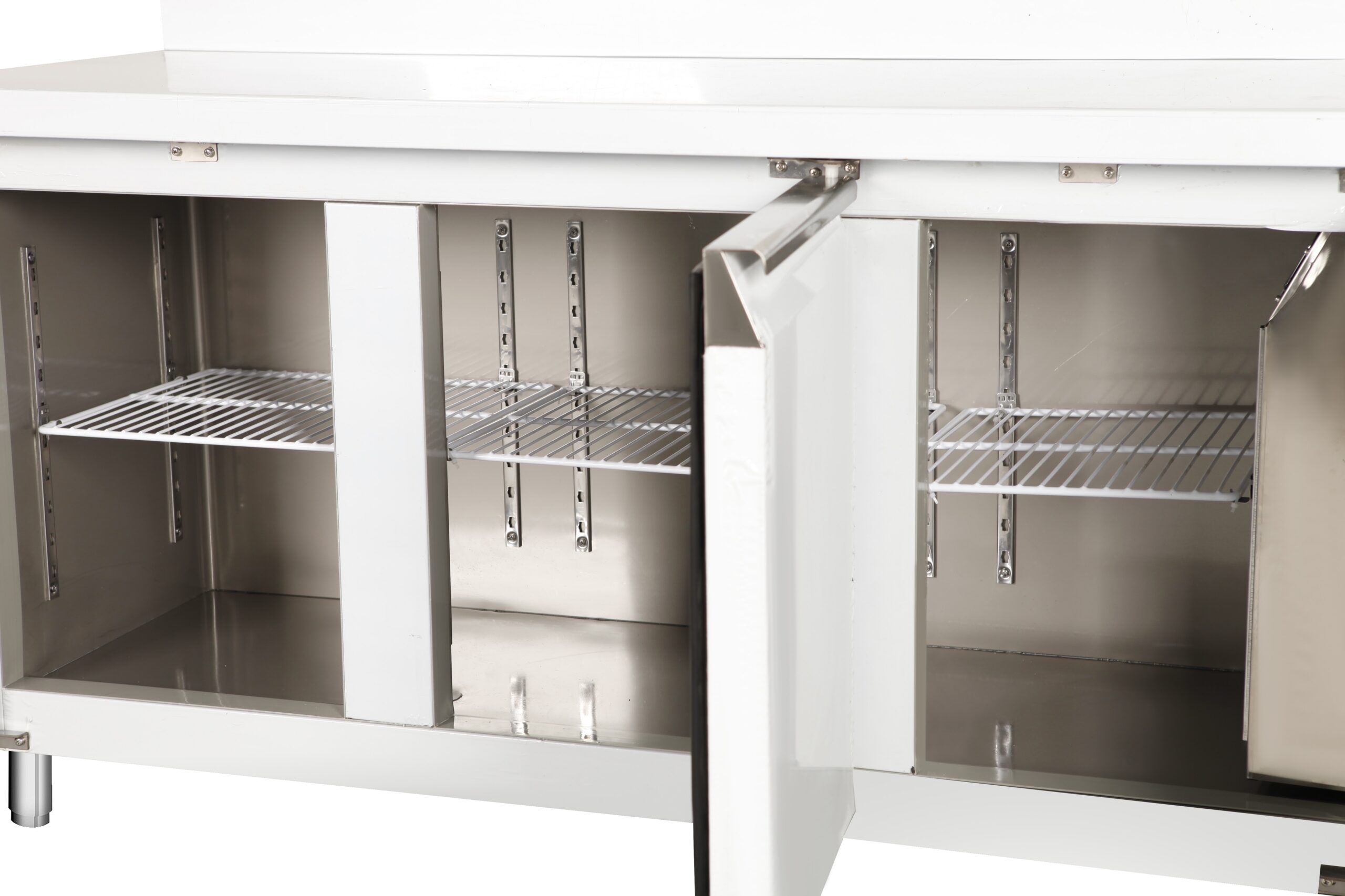 Mesa refrigerada frente mostrador 4 puertas de acero