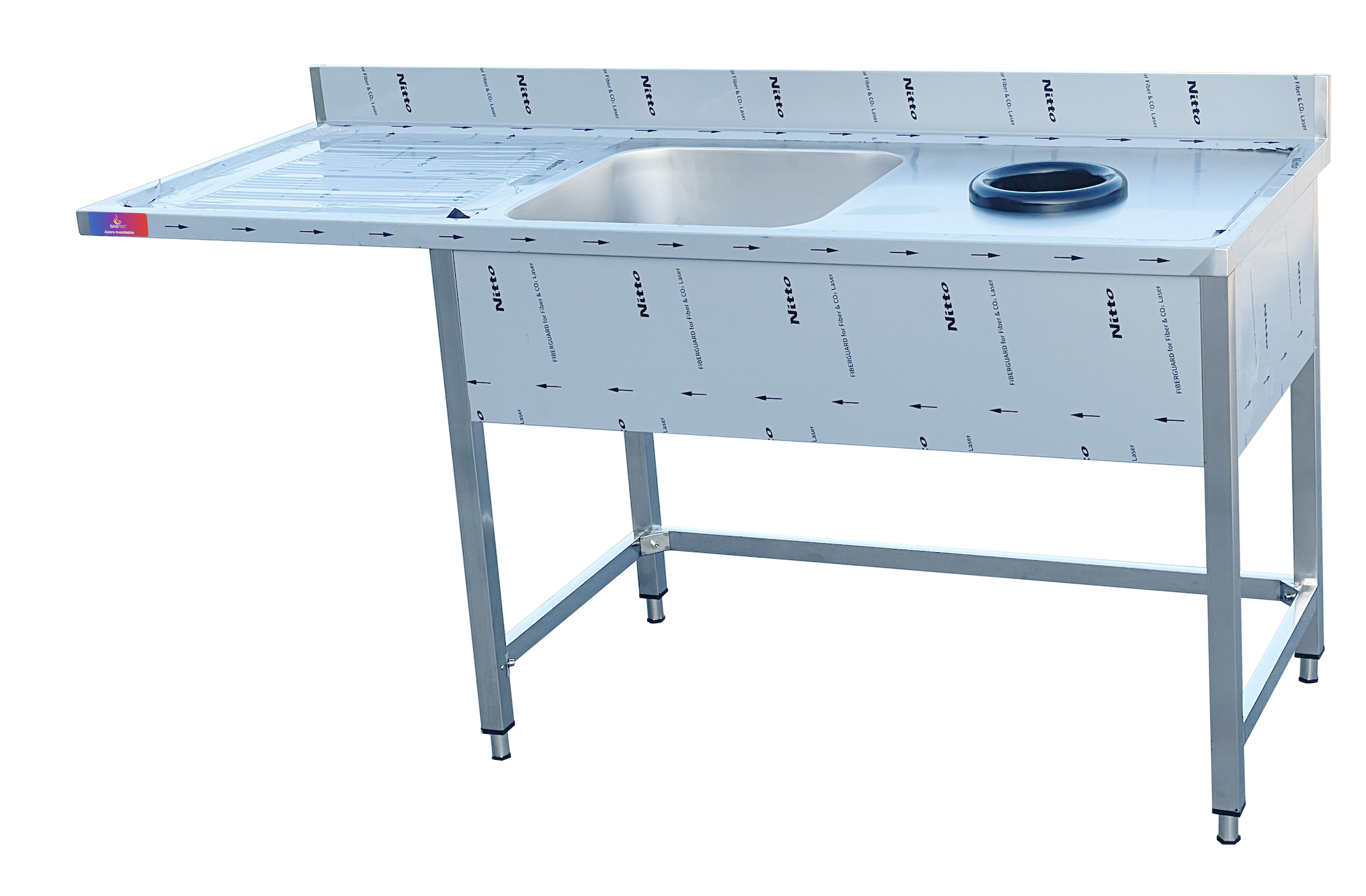Fregadero 1 seno 1 hueco basura 1800 x 750 x 850 + 100 mm