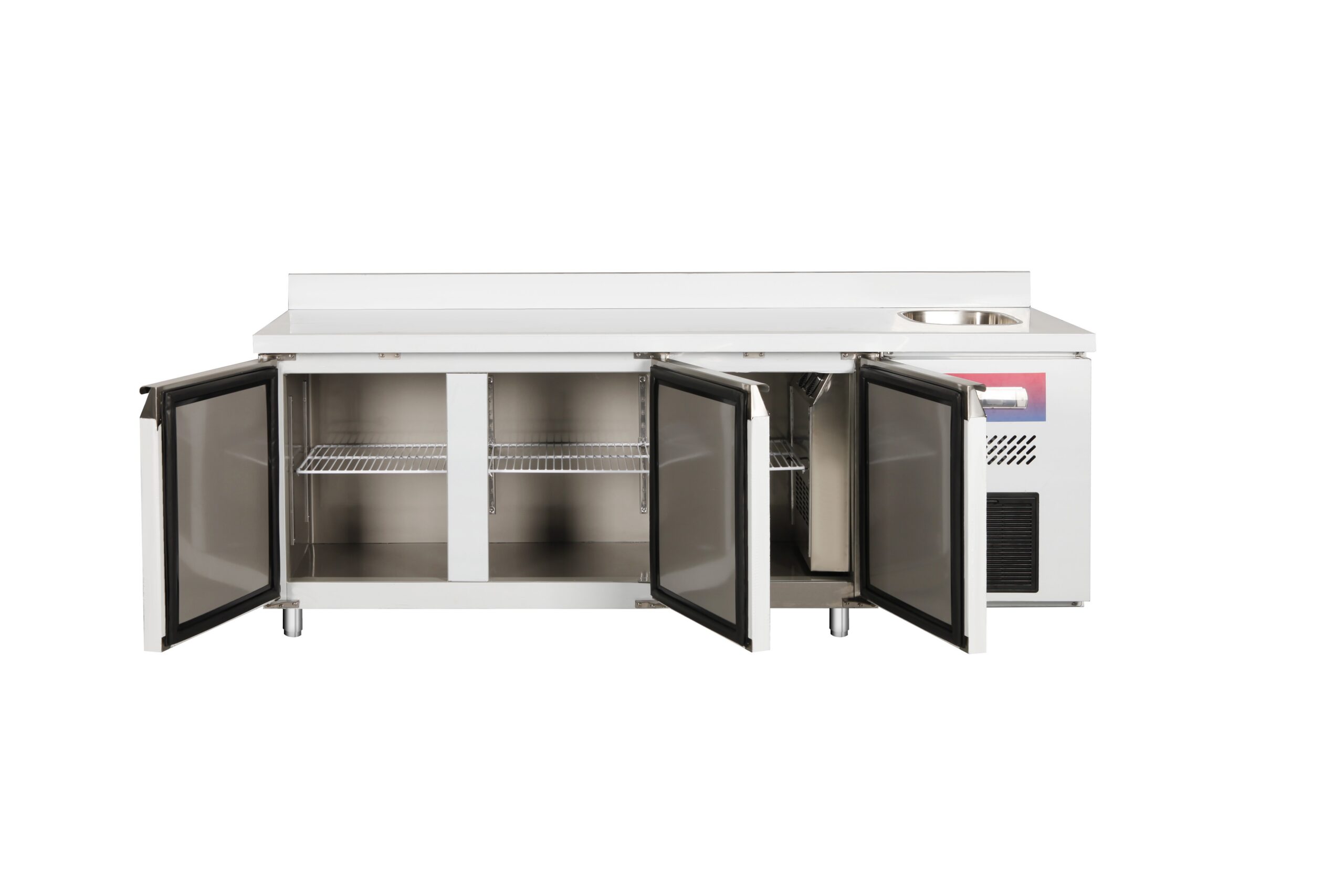 Mesa refrigerada con fregadero 3 puertas acero inoxidable