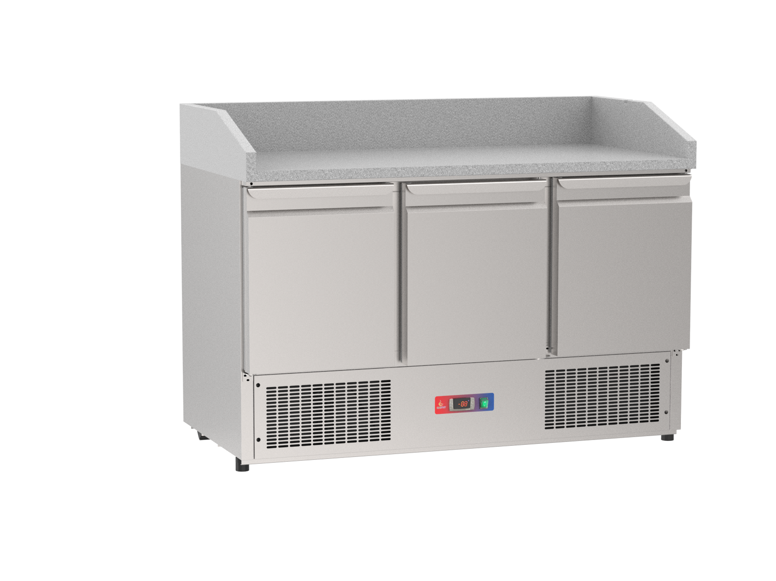 Mesa refrigerada para pizzería con mármol 3 puertas 1365 x 700 x 1010 mm