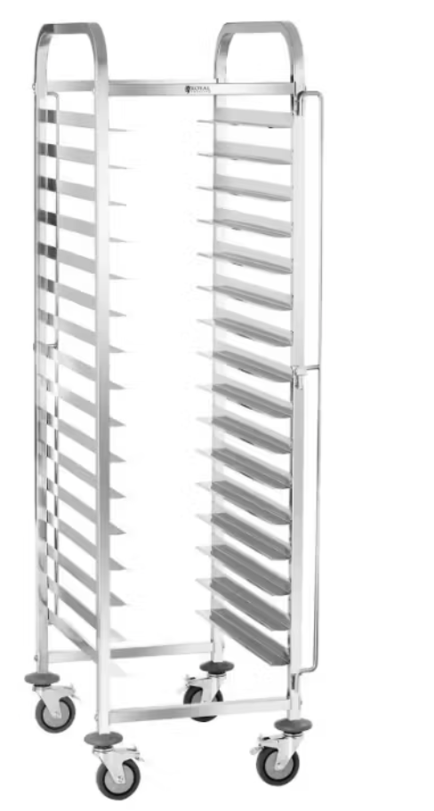 Carro bandejero 15 bandejas 600 x 400 mm en acero inox