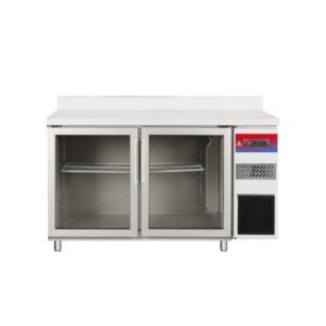 Mesa refrigerada 2 puertas de cristal 1500 x 600 x 950 + 100 mm