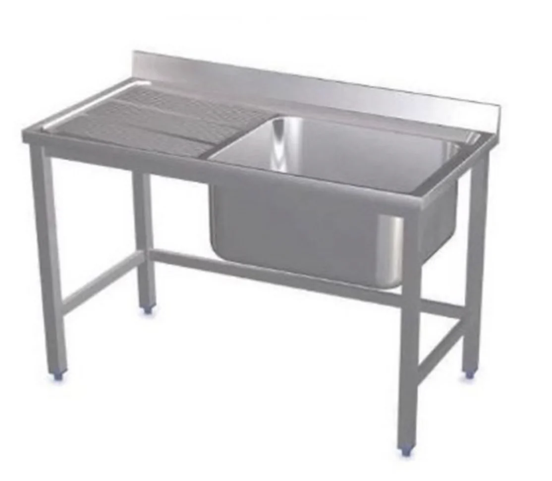 Fregadero 1 seno 1 escurridor soldado 1200 x 600 x 850 + 100 mm