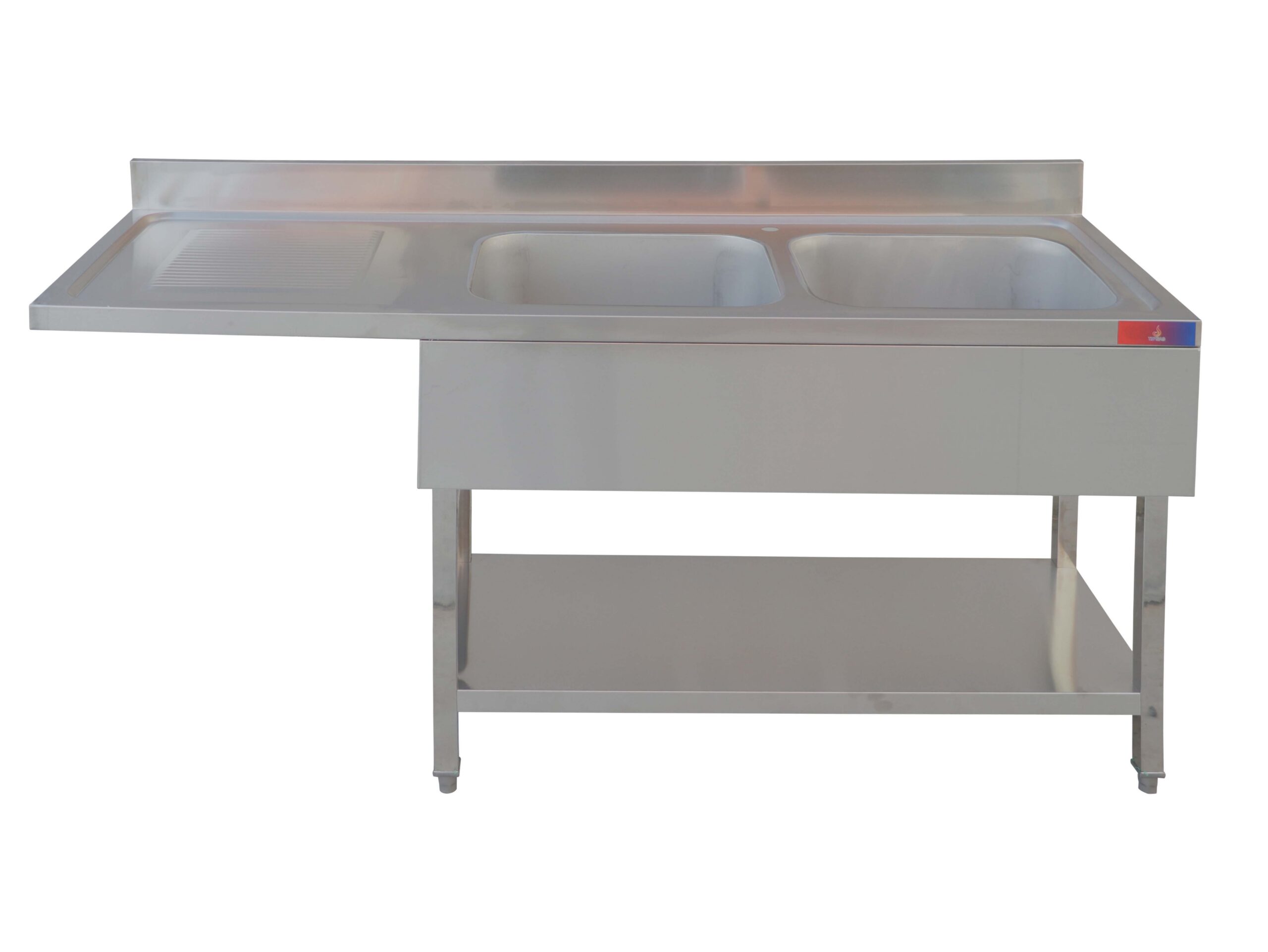 Fregadero de acero inoxidable 1 cuba y 1 escurridor 1800 x 600 x 850 + 100 mm