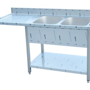 Fregadero 2 senos 1 escurridor 1600 x 700 x 850 + 100 mm
