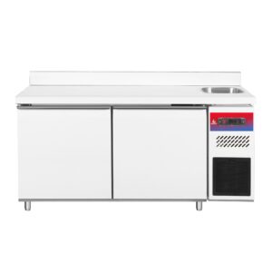 Mesa refrigerada con fregadero 2 puertas acero inoxidable