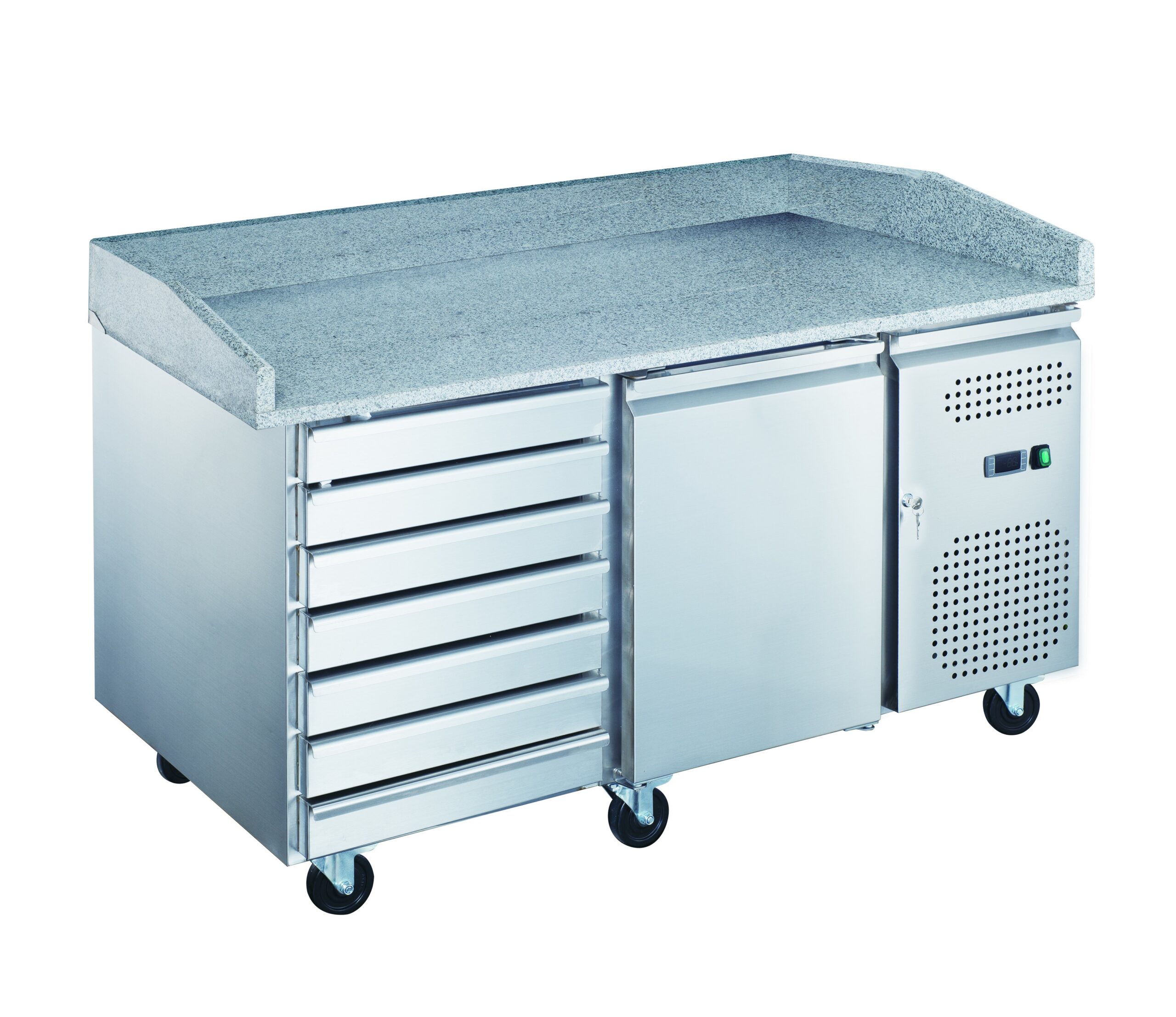 Mesa refrigerada con encimera mármol 1 puerta 7 cajones 1510 x 800 x 1000 mm