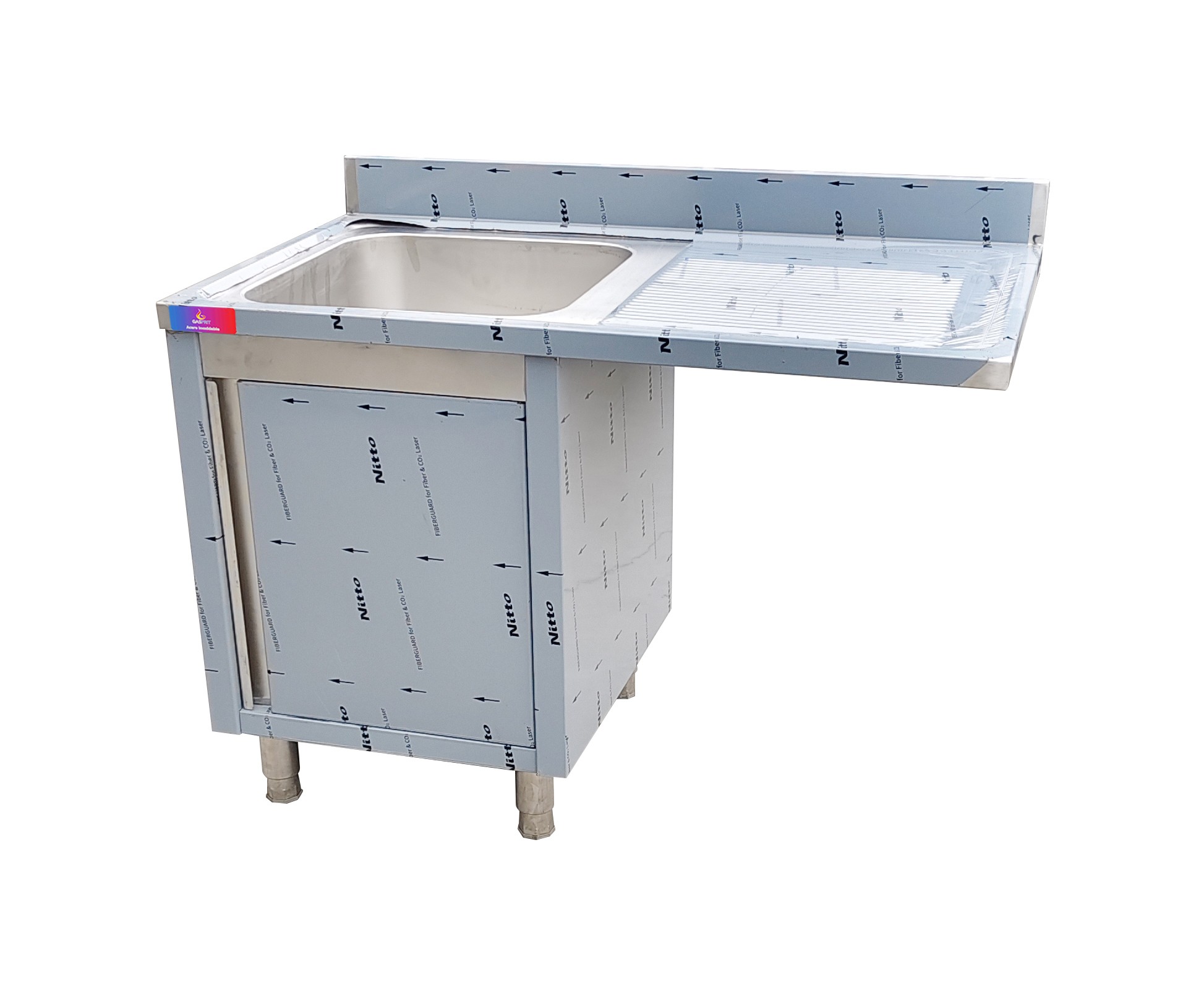 Fregadero con mueble 1 seno y escurridor 1200 x 700 x 850 + 100 mm