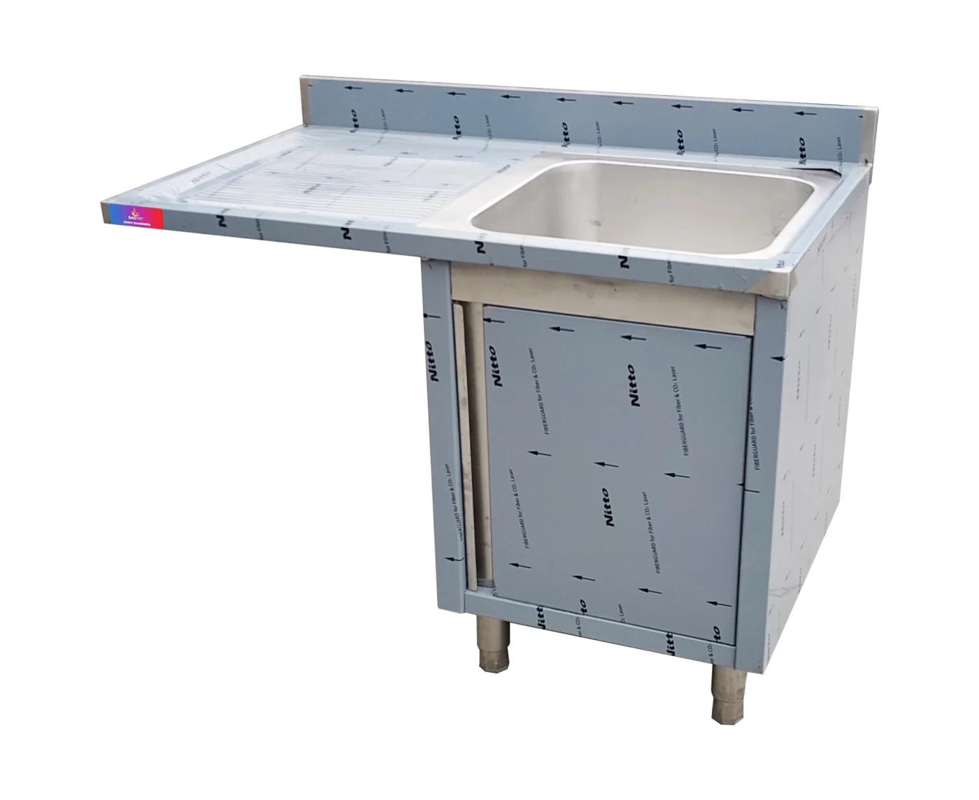 Fregadero con mueble 1 seno y escurridor 1200 x 700 x 850 + 100 mm