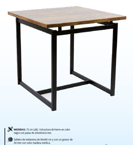 Mesa Baja Rustic 80X80